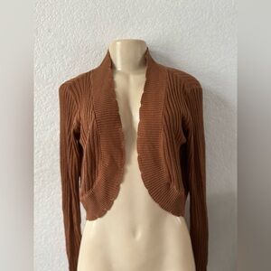Elegant Brown Women's Cardigan long sleeve casual